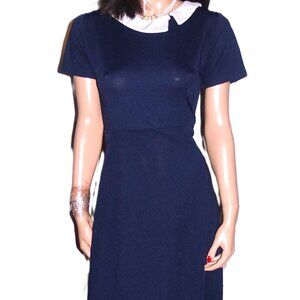 Navy Blue White Retro Dress XL
